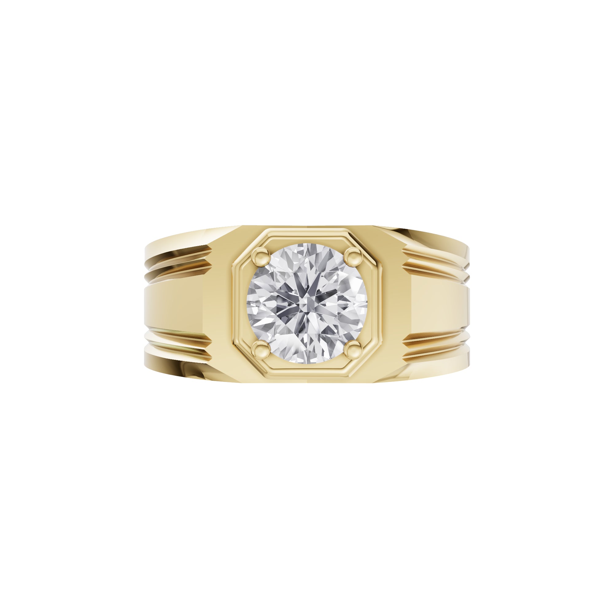 Aarinya Imperial Plinth 1 carat Lab-Grown Diamond Solitaire Ring, Executive Wide-Band Lab-Grown Diamond Ring