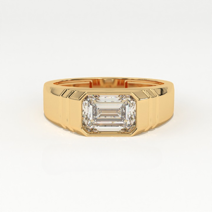 Aarinya Flushed Signet Lab-Grown Diamond Solitaire Ring, Emerald Cut Diamond Solitiare Ring