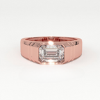 Aarinya Flushed Signet Lab-Grown Diamond Solitaire Ring, Emerald Cut Diamond Solitiare Ring
