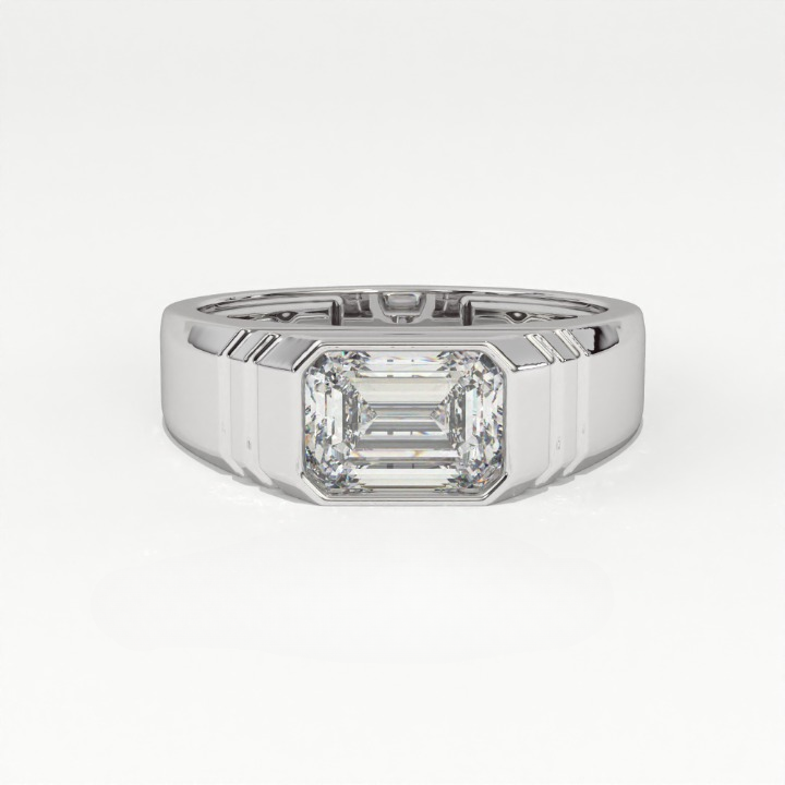 Aarinya Flushed Signet Lab-Grown Diamond Solitaire Ring, Emerald Cut Diamond Solitiare Ring