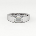 Aarinya Flushed Signet Lab-Grown Diamond Solitaire Ring, Emerald Cut Diamond Solitiare Ring