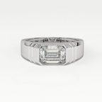 Aarinya Flushed Signet Lab-Grown Diamond Solitaire Ring, Emerald Cut Diamond Solitiare Ring