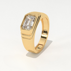 Aarinya Flushed Signet Lab-Grown Diamond Solitaire Ring, Emerald Cut Diamond Solitiare Ring