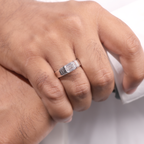 Aarinya Flushed Signet Lab-Grown Diamond Solitaire Ring, Emerald Cut Diamond Solitiare Ring