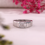 Aarinya Flushed Signet Lab-Grown Diamond Solitaire Ring, Emerald Cut Diamond Solitiare Ring