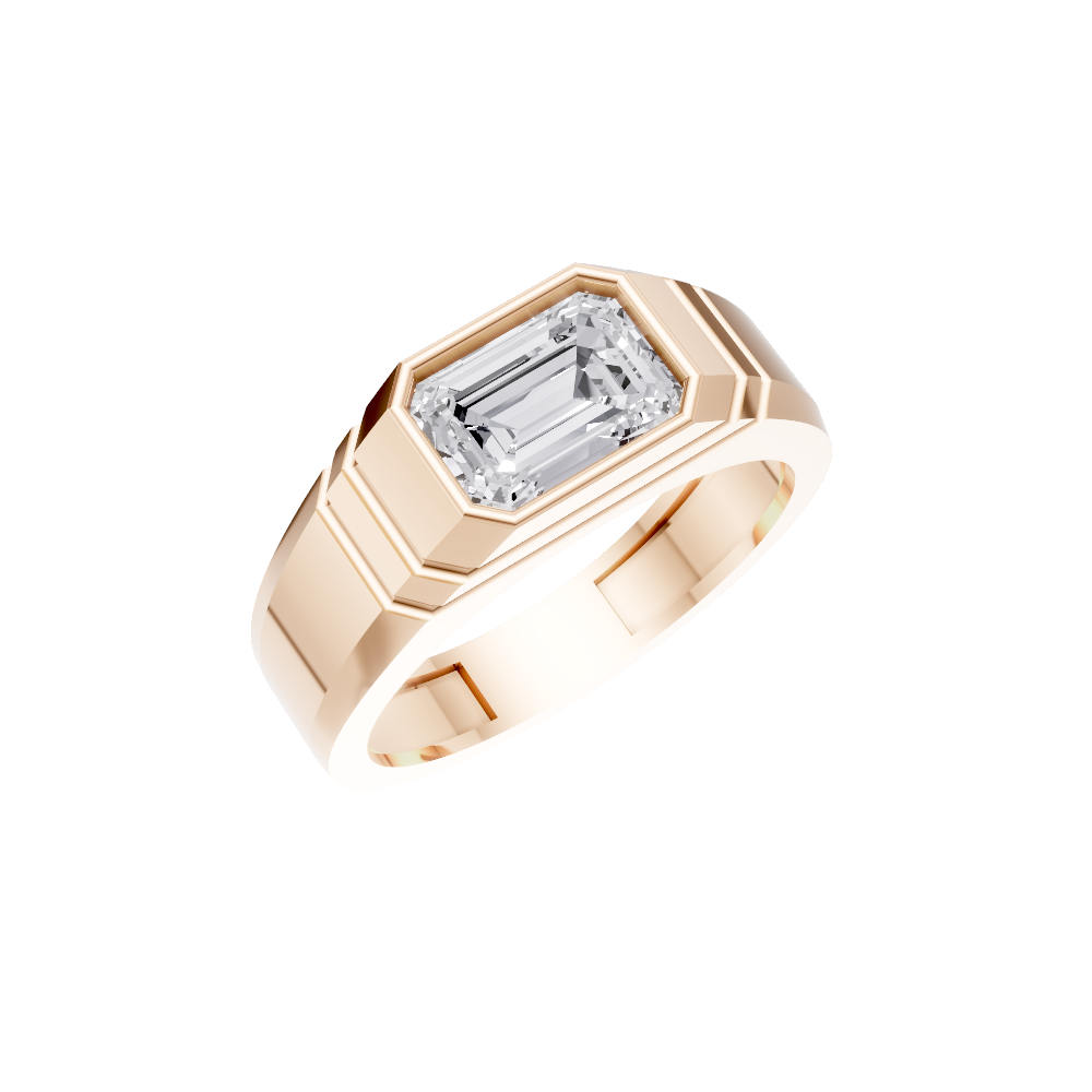 Aarinya Signet 2 Carat  Premium Lab-Grown Diamond Solitaire Ring, Emerald Cut Diamond Solitiare Ring