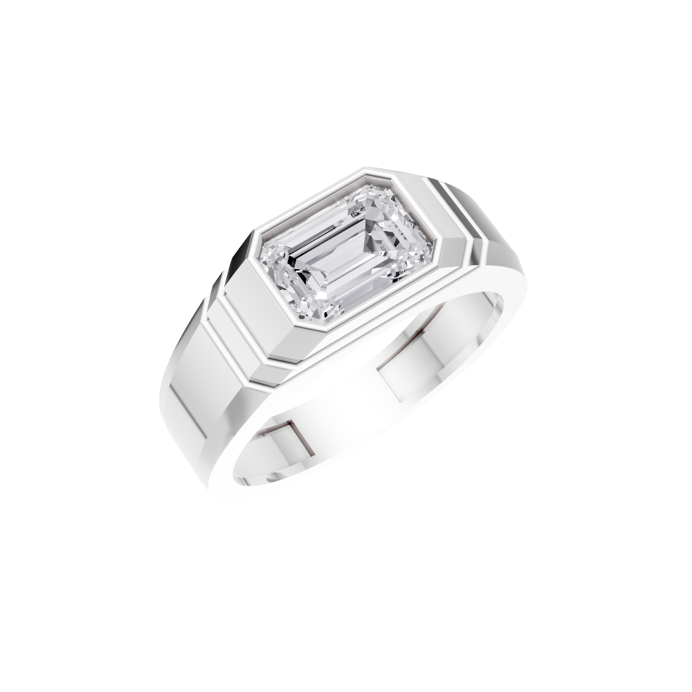 Aarinya Signet 2 Carat  Premium Lab-Grown Diamond Solitaire Ring, Emerald Cut Diamond Solitiare Ring