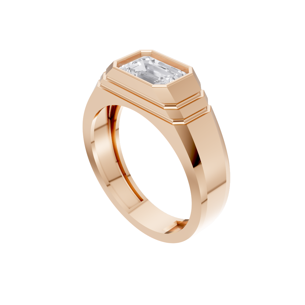 Aarinya Signet 2 Carat  Premium Lab-Grown Diamond Solitaire Ring, Emerald Cut Diamond Solitiare Ring