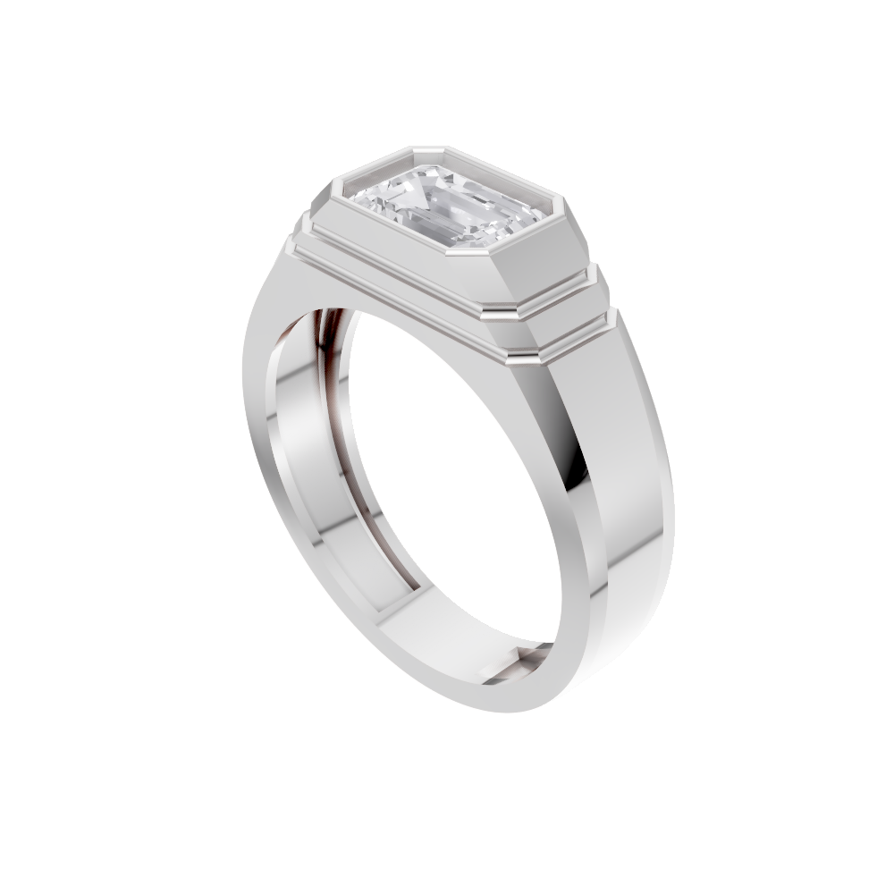 Aarinya Signet 2 Carat  Premium Lab-Grown Diamond Solitaire Ring, Emerald Cut Diamond Solitiare Ring