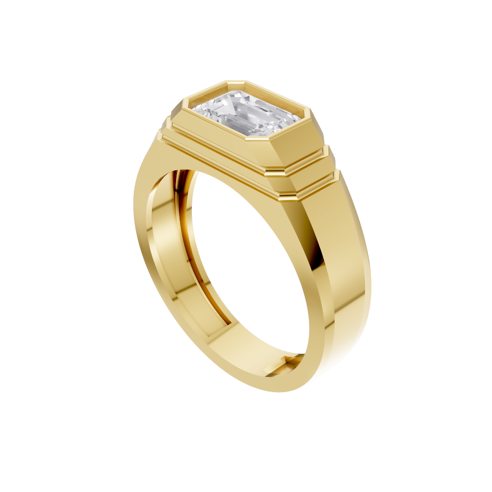 Aarinya Signet 2 Carat  Premium Lab-Grown Diamond Solitaire Ring, Emerald Cut Diamond Solitiare Ring