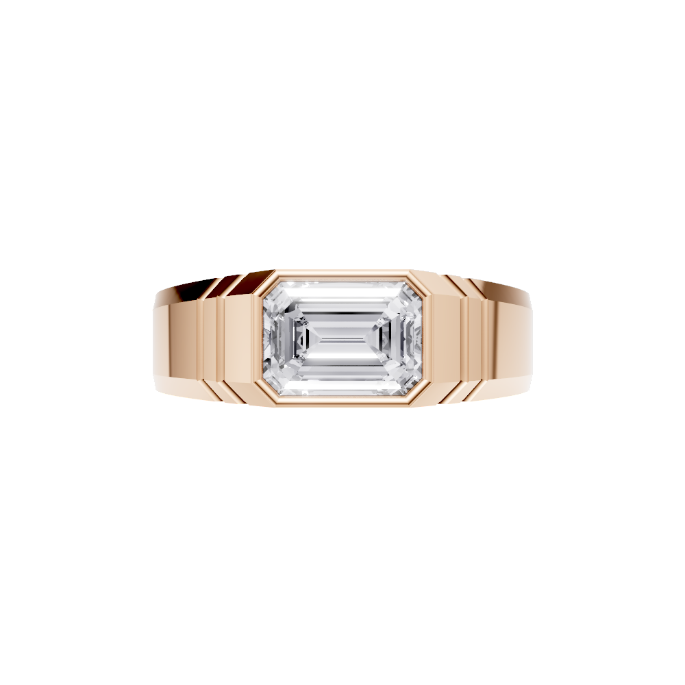 Aarinya Signet 2 Carat  Premium Lab-Grown Diamond Solitaire Ring, Emerald Cut Diamond Solitiare Ring