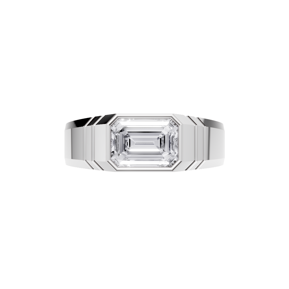 Aarinya Signet 2 Carat  Premium Lab-Grown Diamond Solitaire Ring, Emerald Cut Diamond Solitiare Ring