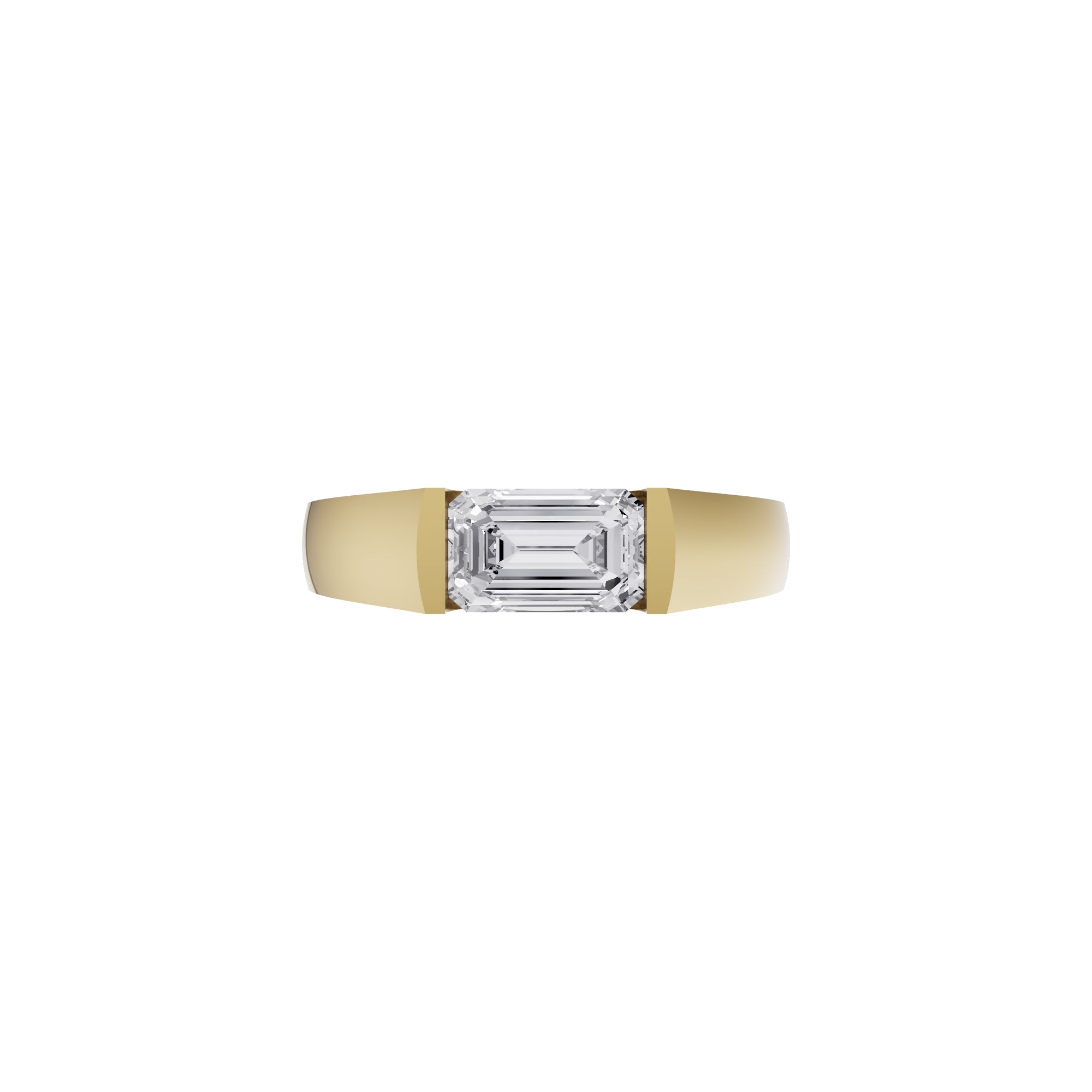 Aarinya Horizontal Emerald-Cut Half-Bezel Ring, The Solstice Architectural Emerald VVS Diamond Ring
