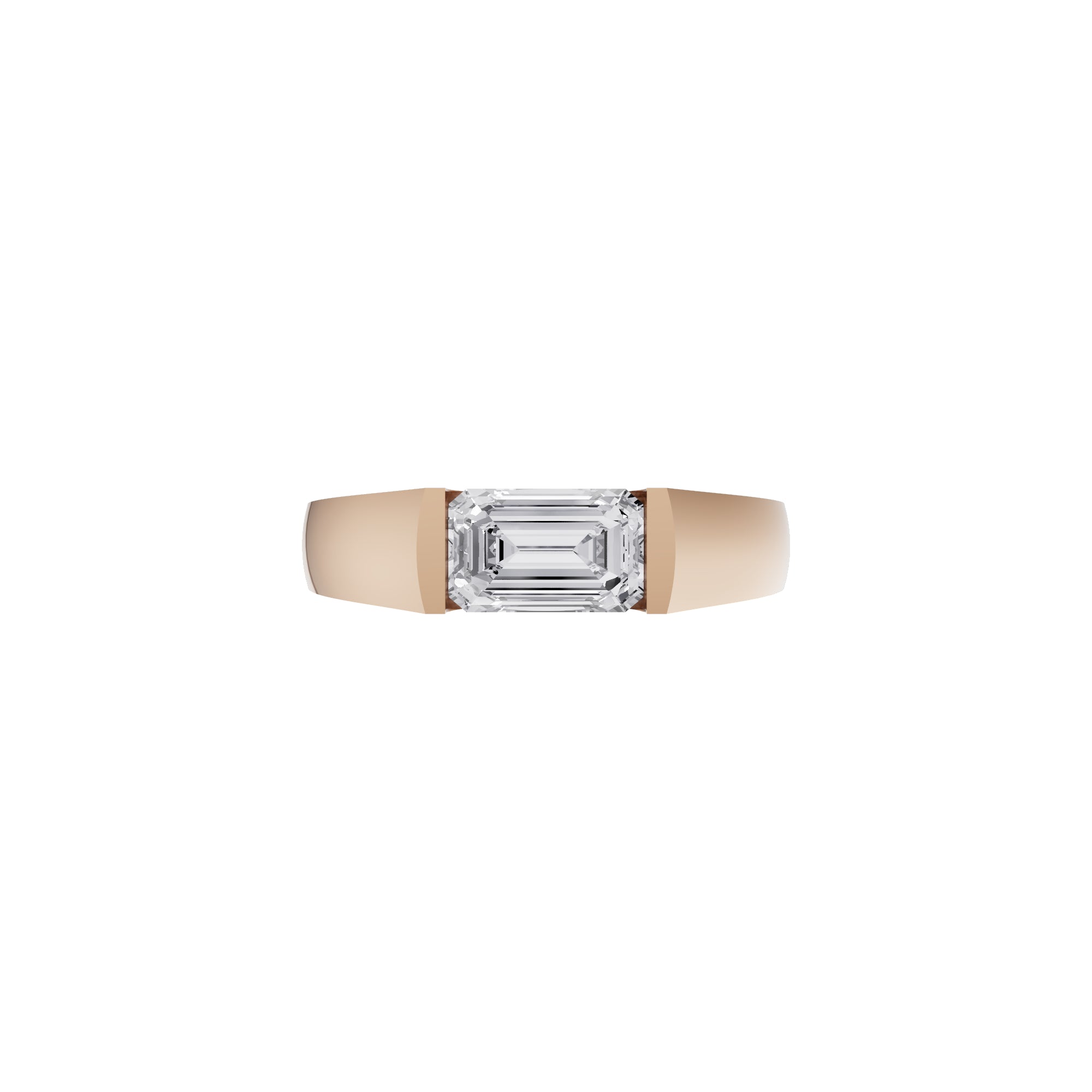 Aarinya Horizontal Emerald-Cut Half-Bezel Ring, The Solstice Architectural Emerald VVS Diamond Ring