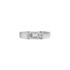 Aarinya Horizontal Emerald-Cut Half-Bezel Ring, The Solstice Architectural Emerald VVS Diamond Ring