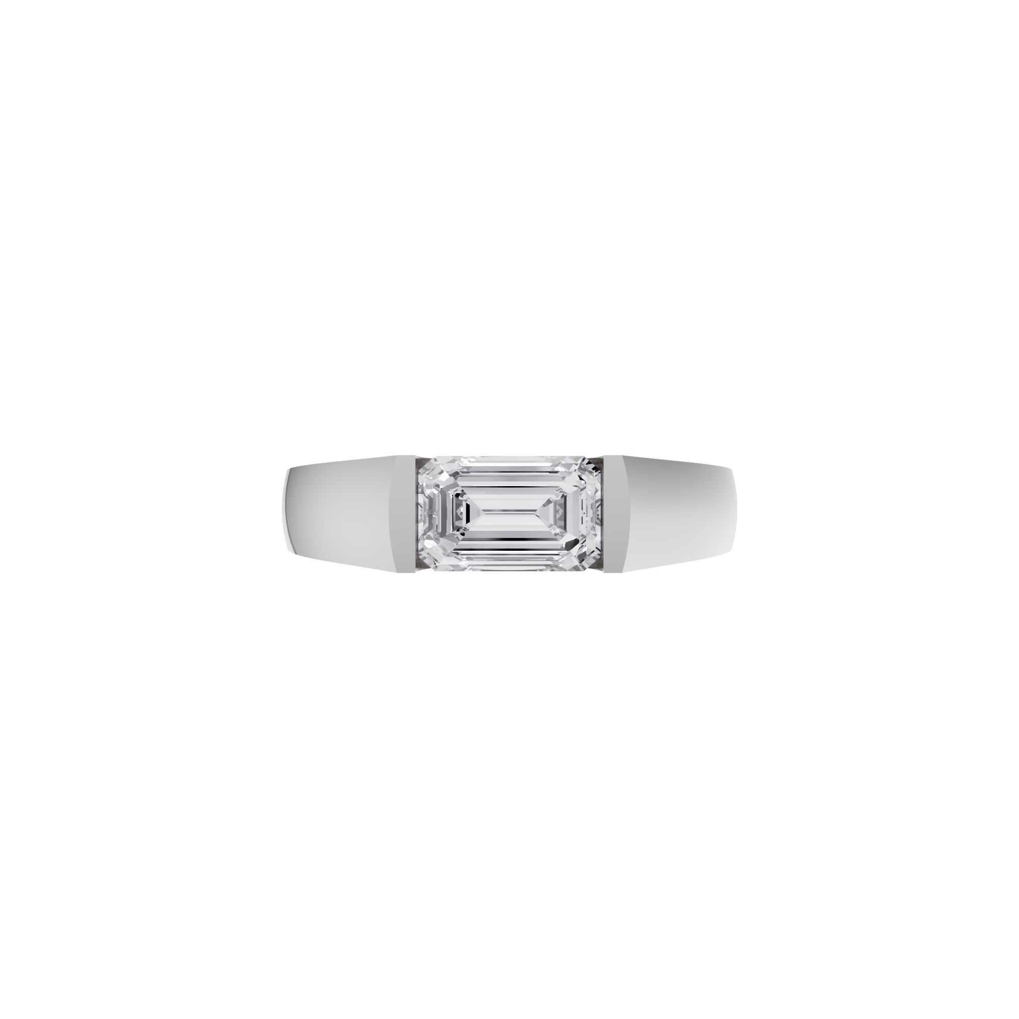 Aarinya Horizontal Emerald-Cut Half-Bezel Ring, The Solstice Architectural Emerald VVS Diamond Ring