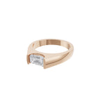 Aarinya Horizontal Emerald-Cut Half-Bezel Ring, The Solstice Architectural Emerald VVS Diamond Ring