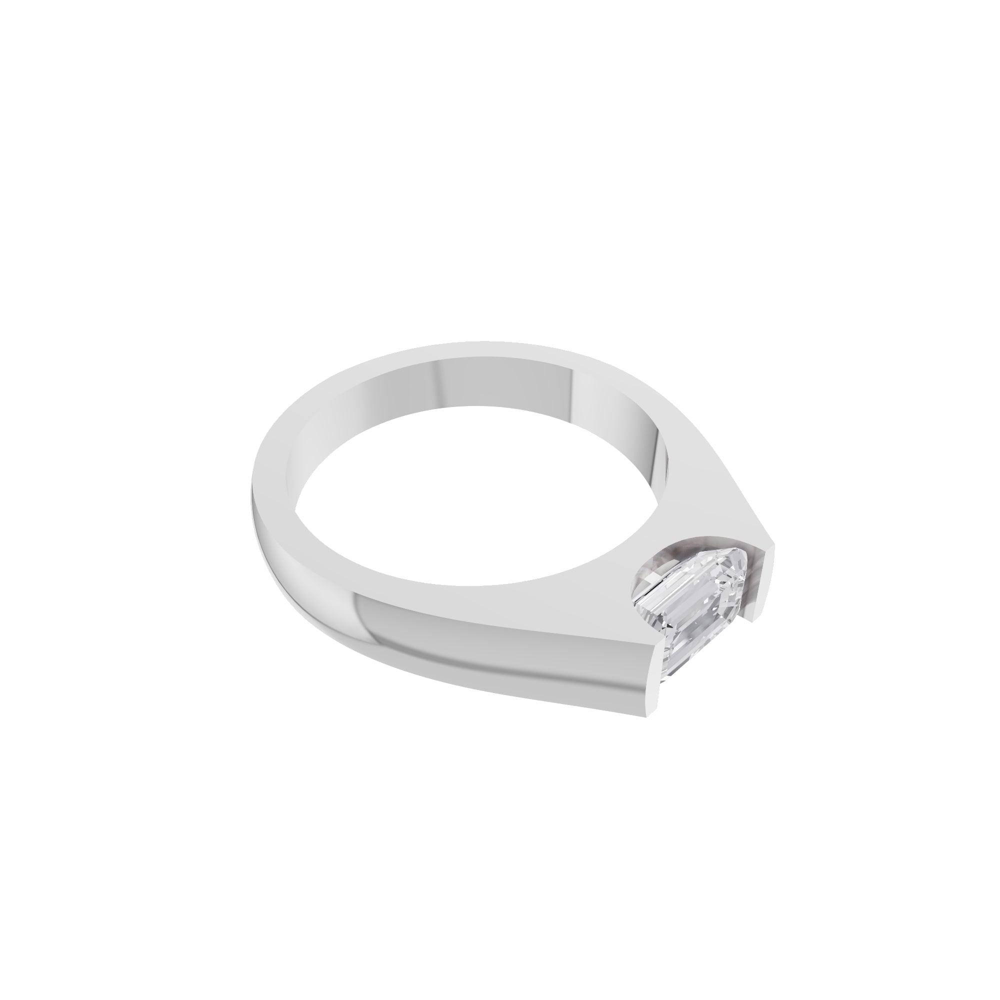 Aarinya Horizontal Emerald-Cut Half-Bezel Ring, The Solstice Architectural Emerald VVS Diamond Ring