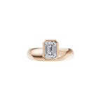 Aarinya Beveled Emerald-Cut Full Bezel Ring, The Bezel Emerald-Cut 0.5 carat Diamond Solitaire Ring