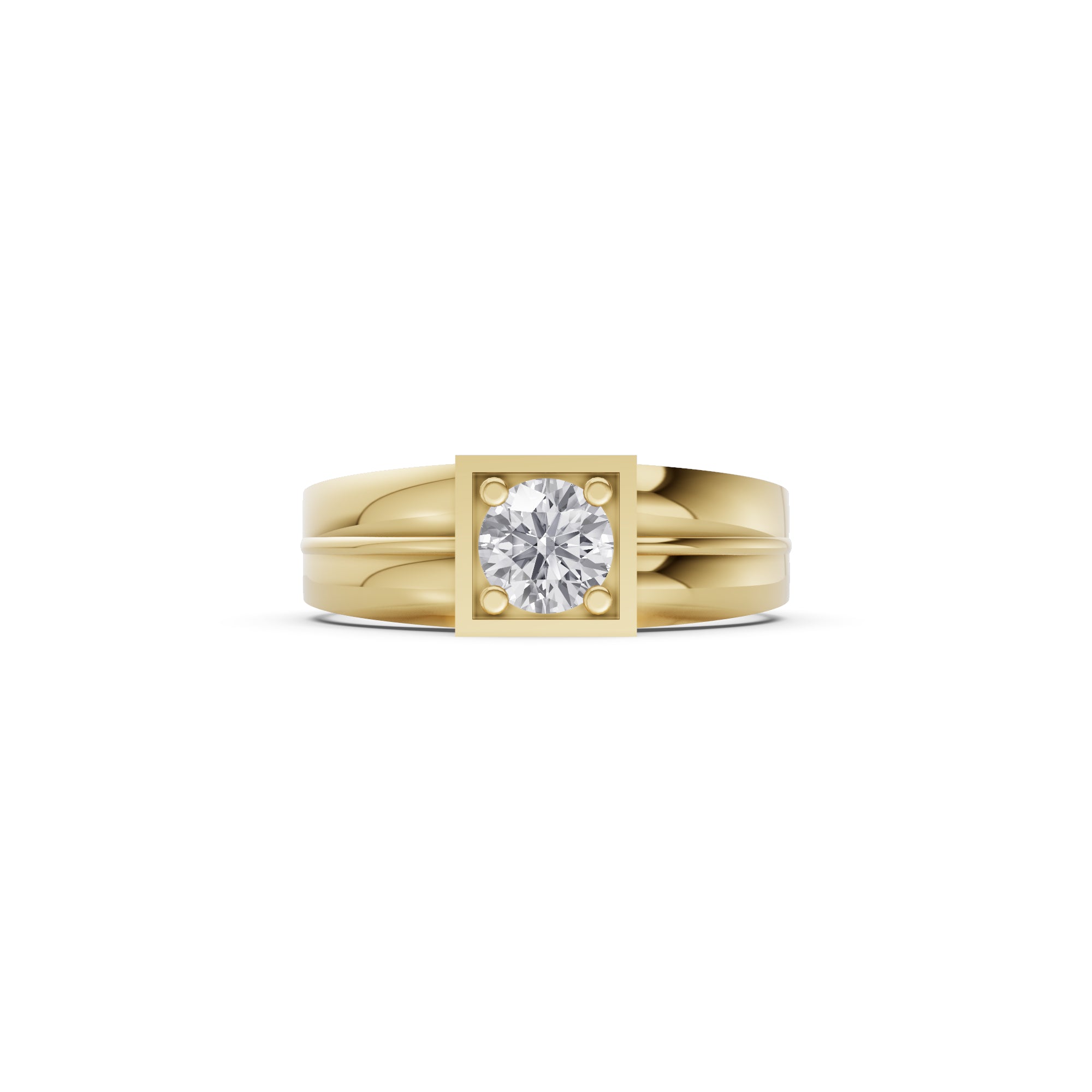Aarinya Square-Box Round Diamond Ring, The Quadra Framed Round VVS Diamond Solitaire Ring