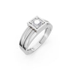 Aarinya Square-Box Framed Round VVS Diamond Solitaire Ring