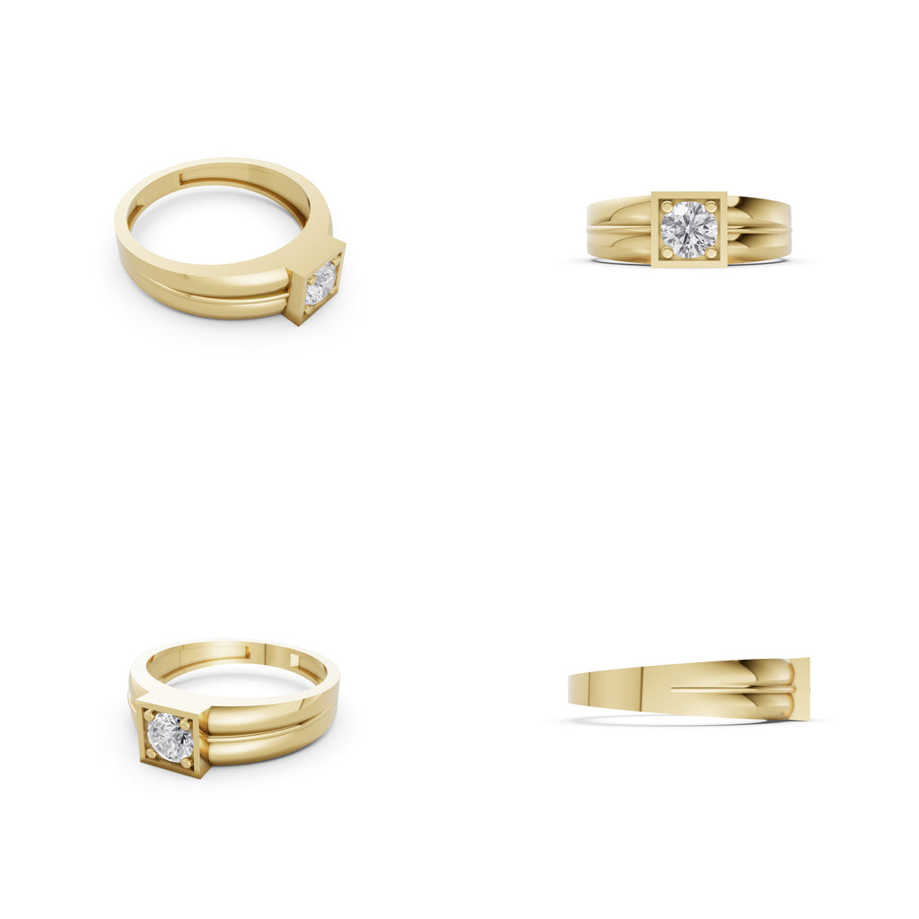 Aarinya Square-Box Framed Round VVS Diamond Solitaire Ring