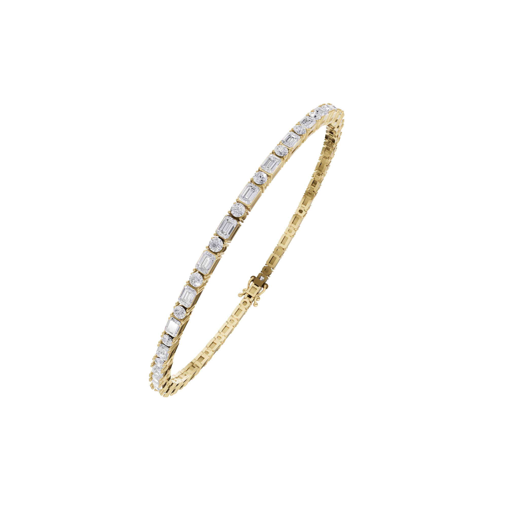 Aarinya Mixed-Shape Emerald-Cut & Round Diamond Tennis Bracelet