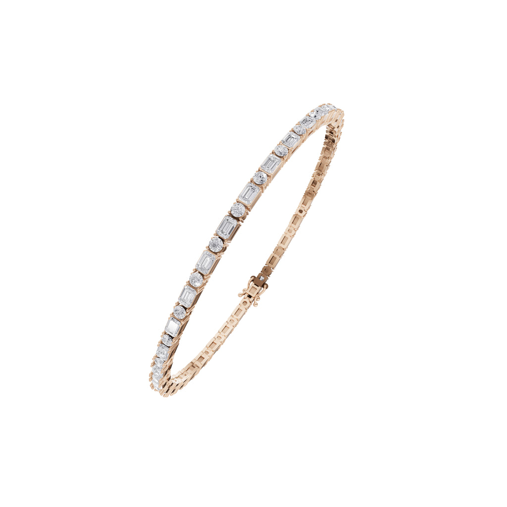 Aarinya Mixed-Shape Emerald-Cut & Round Diamond Tennis Bracelet, Alternating Multi-Shape Diamond Tennis Bracelet