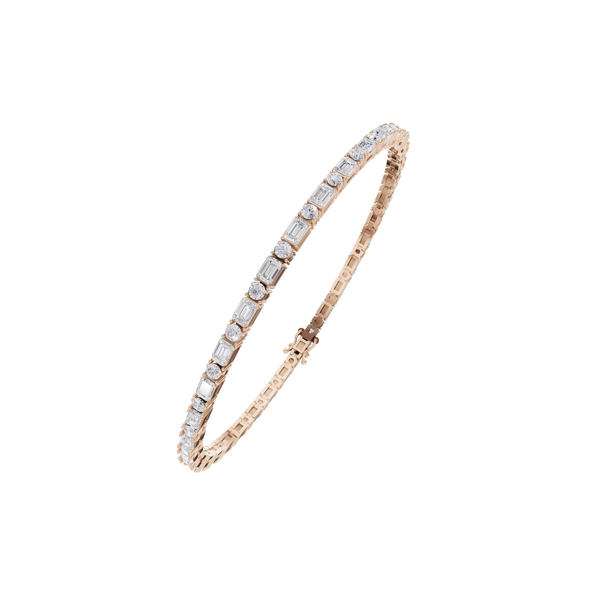 Aarinya Mixed-Shape Emerald-Cut & Round Diamond Tennis Bracelet, Alternating Multi-Shape Diamond Tennis Bracelet