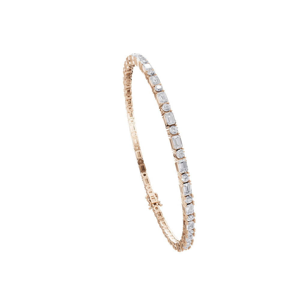 Aarinya Mixed-Shape Emerald-Cut & Round Diamond Tennis Bracelet, Alternating Multi-Shape Diamond Tennis Bracelet