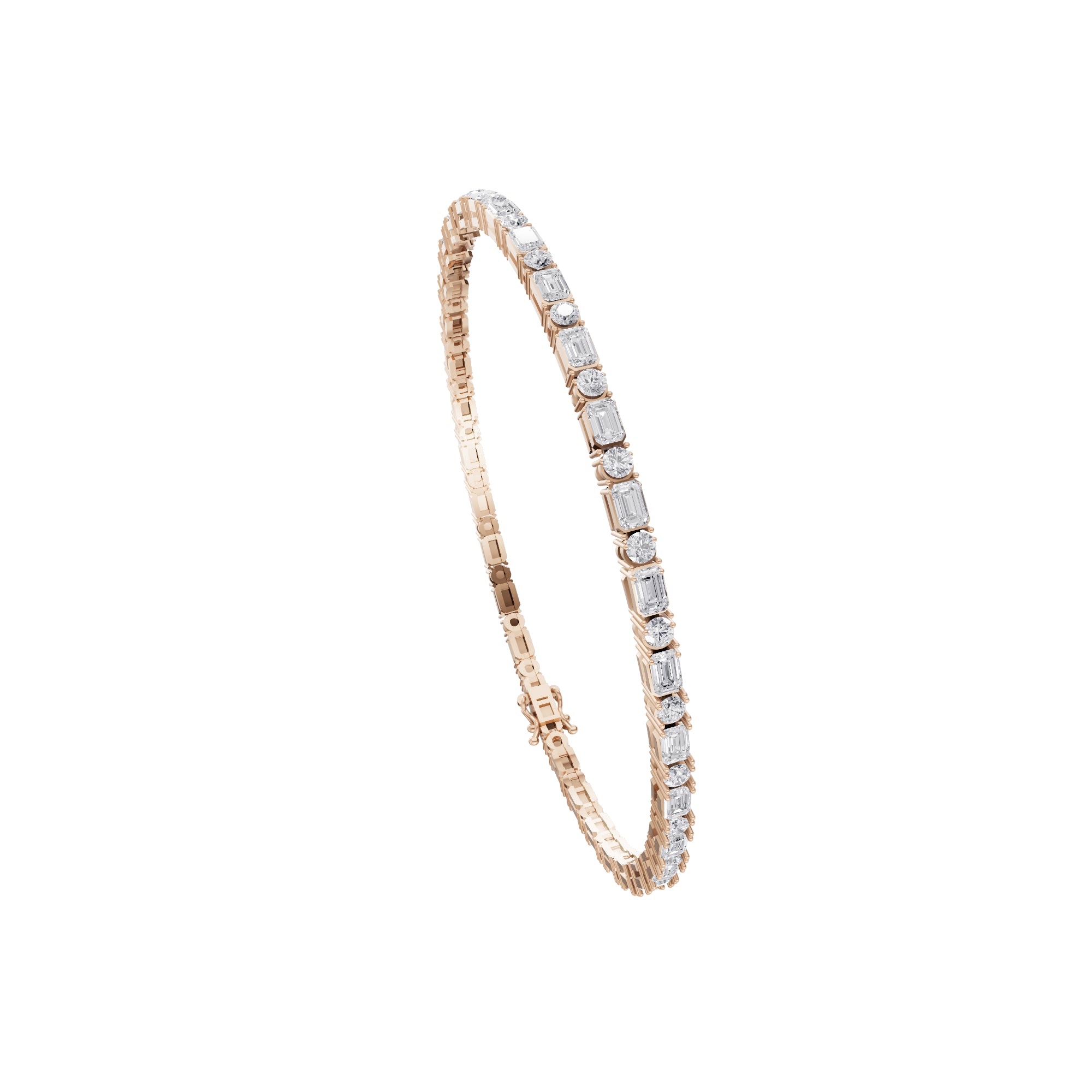 Aarinya Mixed-Shape Emerald-Cut & Round Diamond Tennis Bracelet, Alternating Multi-Shape Diamond Tennis Bracelet