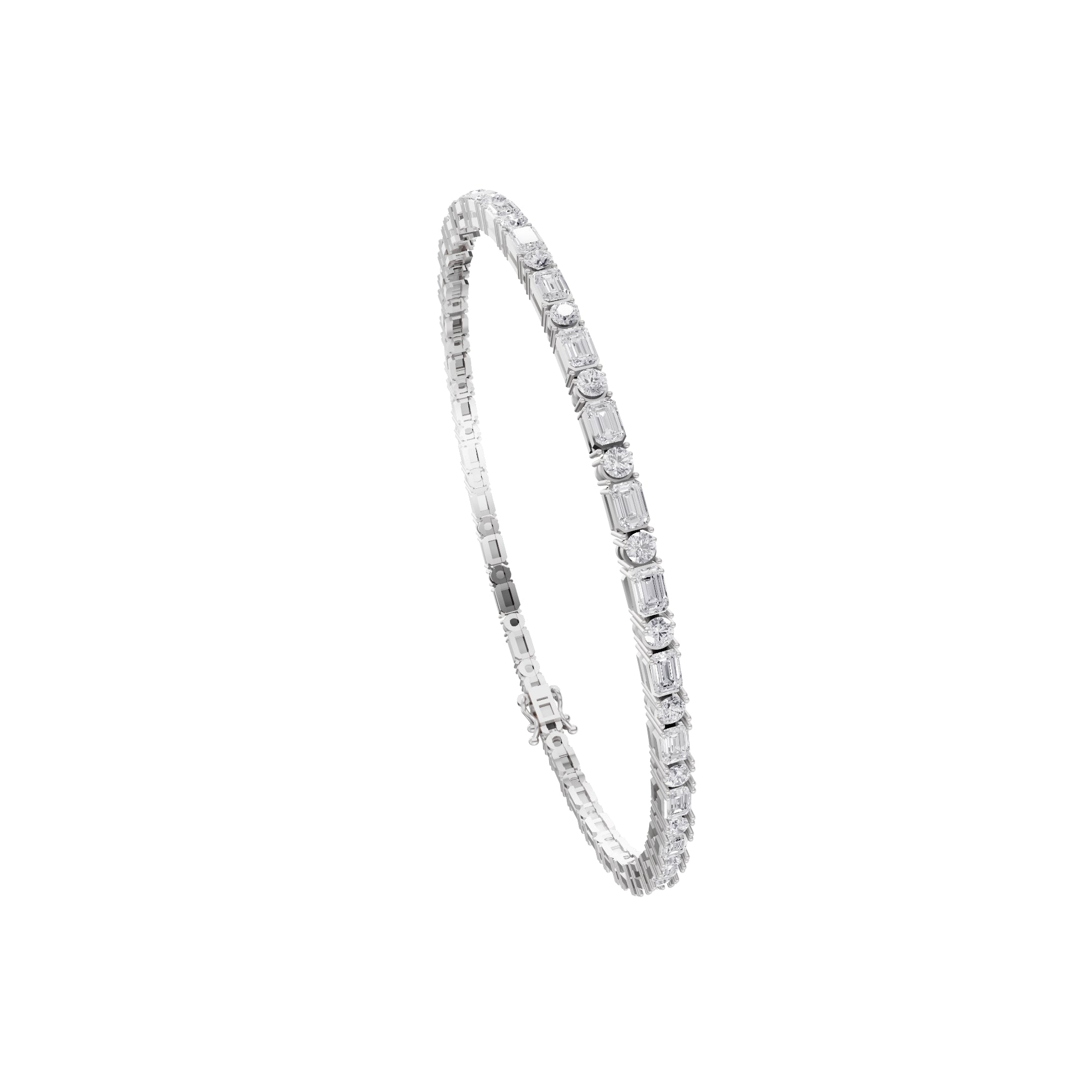 Aarinya Mixed-Shape Emerald-Cut & Round Diamond Tennis Bracelet