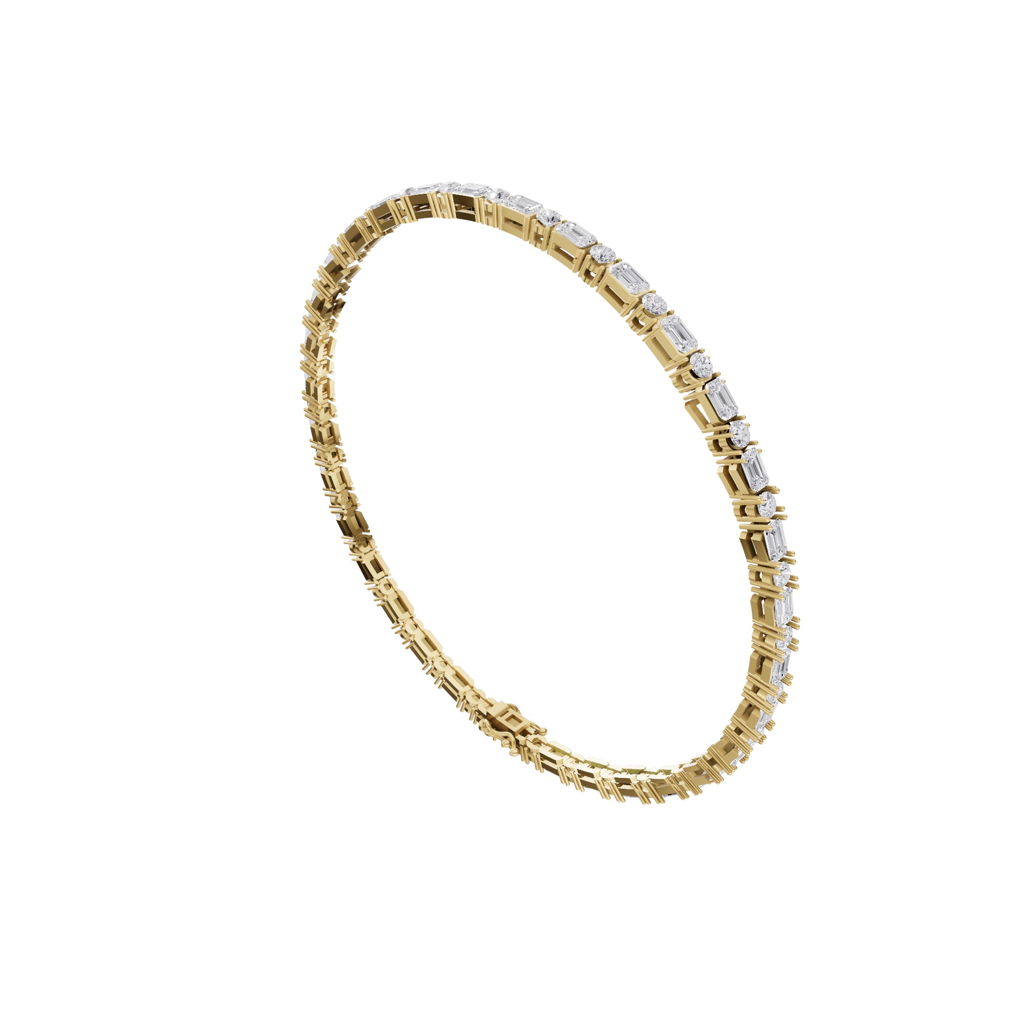 Aarinya Mixed-Shape Emerald-Cut & Round Diamond Tennis Bracelet, Alternating Multi-Shape Diamond Tennis Bracelet
