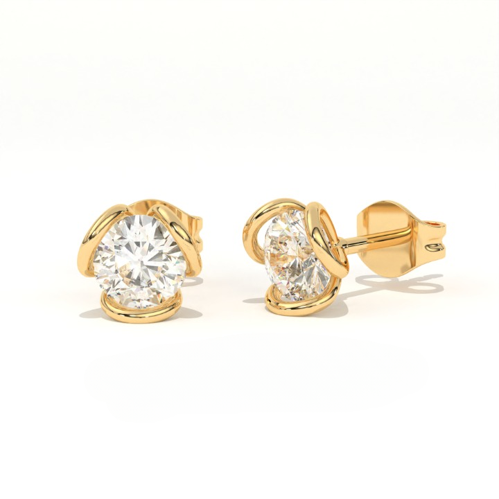 Aarinya Helix Modern Diamond Tops, The Contemporary Swirl Tops Earrings