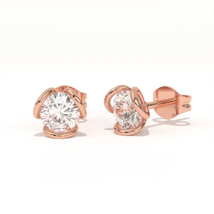 Aarinya Helix Modern Diamond Tops, The Contemporary Swirl Tops Earrings