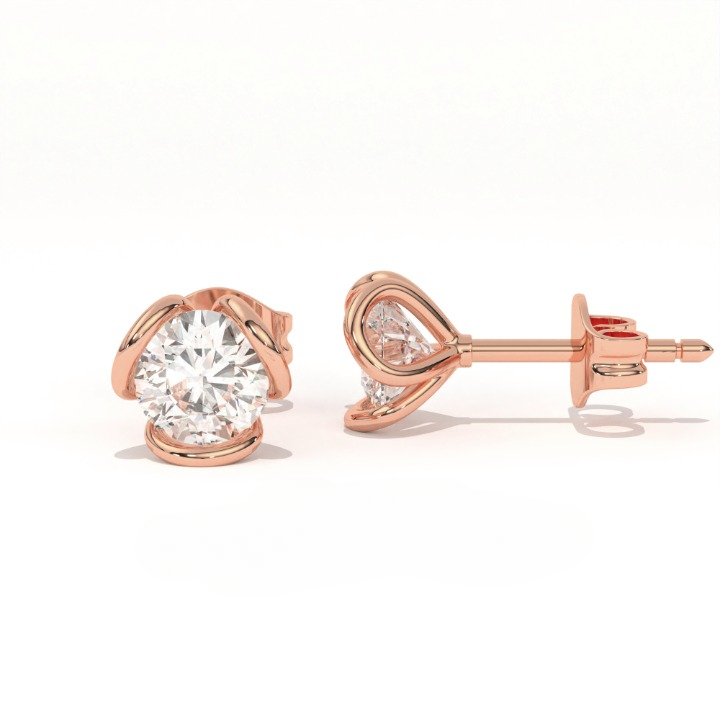 Aarinya Helix Modern Diamond Tops, The Contemporary Swirl Tops Earrings