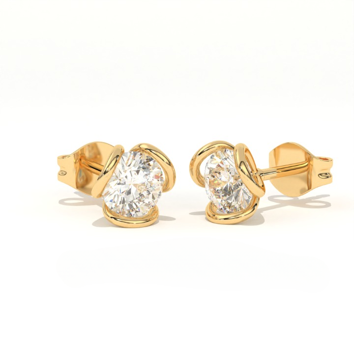 Aarinya Helix Modern Diamond Tops, The Contemporary Swirl Tops Earrings