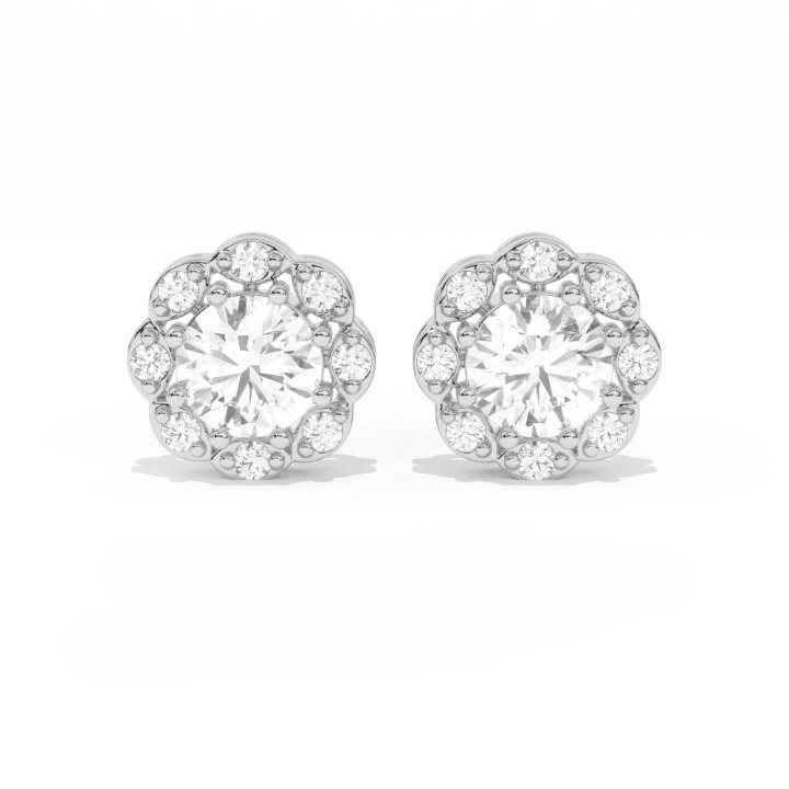 Aarinya Blossom Floral Tops Earring, The Radiant Flower Earring, Petite Petal Diamond Tops, Flower Diamond Earrings