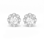 Aarinya Blossom Floral Tops Earring, The Radiant Flower Earring, Petite Petal Diamond Tops, Flower Diamond Earrings