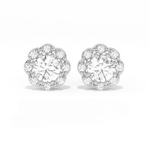 Aarinya Blossom Floral Tops Earring, The Radiant Flower Earring, Petite Petal Diamond Tops, Flower Diamond Earrings