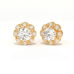 Aarinya Blossom Floral Tops Earring, The Radiant Flower Earring, Petite Petal Diamond Tops, Flower Diamond Earrings