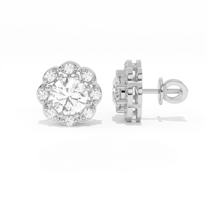 Aarinya Blossom Floral Tops Earring, The Radiant Flower Earring, Petite Petal Diamond Tops, Flower Diamond Earrings