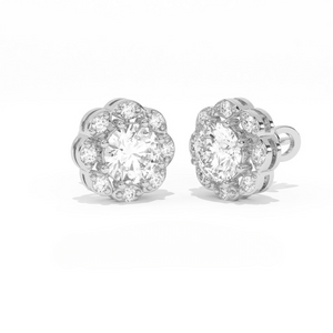 Aarinya Blossom Floral Tops Earring, The Radiant Flower Earring, Petite Petal Diamond Tops, Flower Diamond Earrings