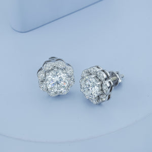 Aarinya Blossom Floral Tops Earring, The Radiant Flower Earring, Petite Petal Diamond Tops, Flower Diamond Earrings
