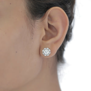 Aarinya Blossom Floral Tops Earring, The Radiant Flower Earring, Petite Petal Diamond Tops, Flower Diamond Earrings