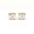 Aarinya Amore Heart Tops Earrings, The heart Brilliant Diamond Tops, Petite Rose Heart Earrings
