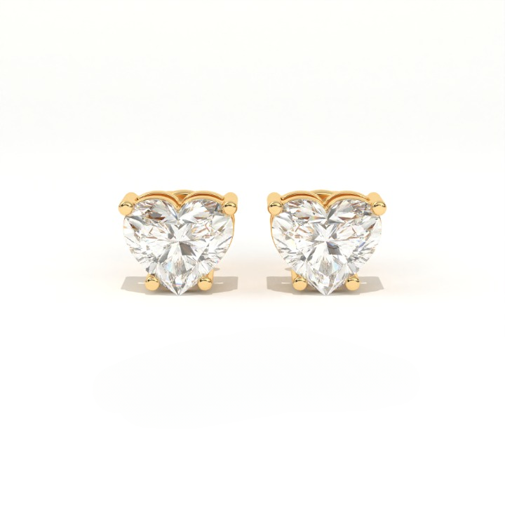 Aarinya Amore Heart Tops Earrings, The heart Brilliant Diamond Tops, Petite Rose Heart Earrings