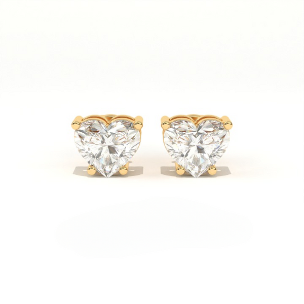 Aarinya Amore Heart Tops Earrings, The heart Brilliant Diamond Tops, Petite Rose Heart Earrings