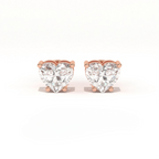 Aarinya Amore Heart Tops Earrings, The heart Brilliant Diamond Tops, Petite Rose Heart Earrings