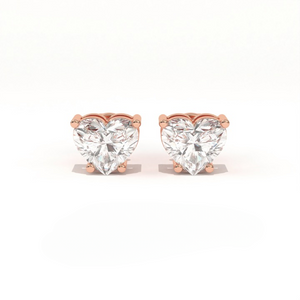 Aarinya Amore Heart Tops Earrings, The heart Brilliant Diamond Tops, Petite Rose Heart Earrings